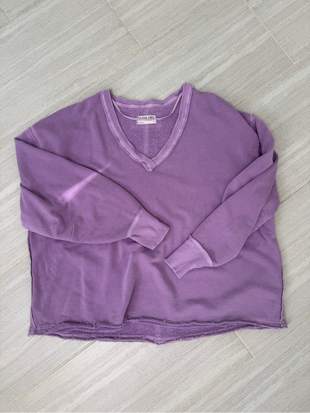 Free People Lavender Purple V-Neck Sweatshirt